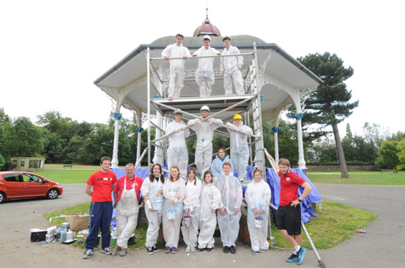 Main image for Teens help improve park's bandstand