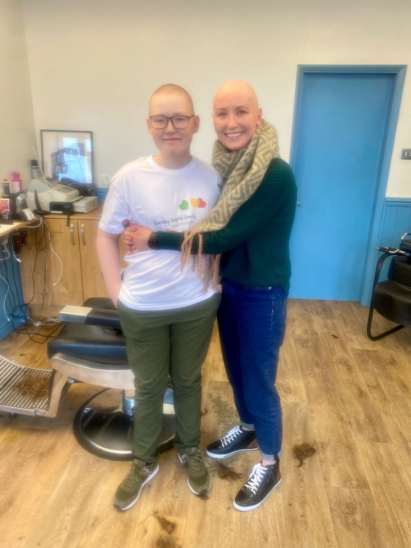 Freddie and Kelsie on Saturday when he braved the shave.