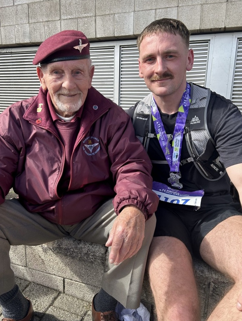 Former paratrooper Bill Taylor, with his marathon running grandson Jordan.