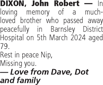 Notice for John Robert Dixon