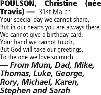Notice for Christine Poulson