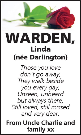Notice for Linda Warden