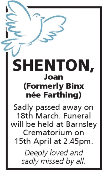 Notice for Joan Shenton