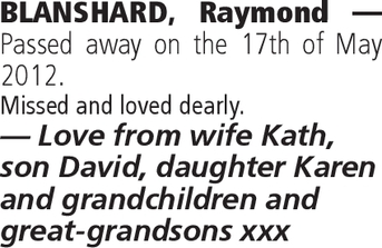 Notice for Raymond Blanshard