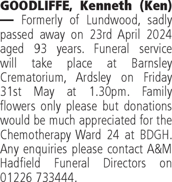 Notice for Kenneth Goodliffe