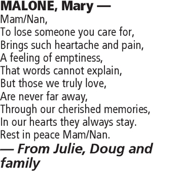 Notice for Mary Malone