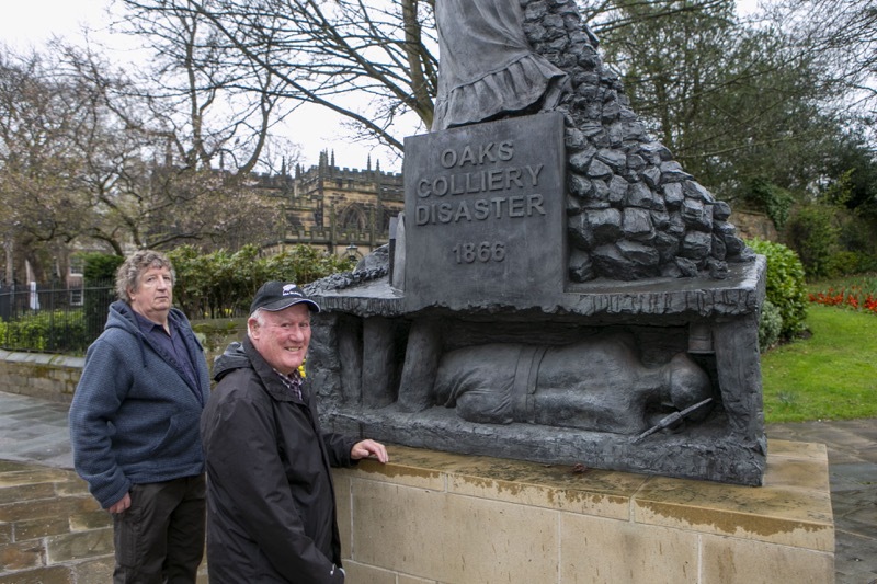 Magnum Force: Dave Cherry and Lin Taylor at the monument to the oaks disaster, an incident probably recalled by distant relatives of actor Tom Selleck, when they lived in Worsbrough. picture Shaun Colborn PD092051