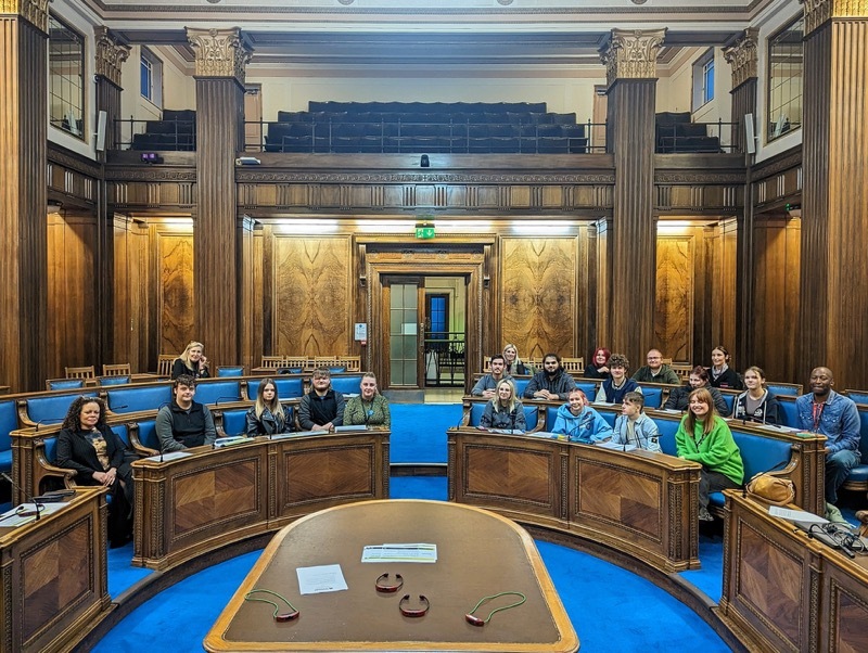 Youngsters gathered in the council chamber for their big meeting with the mayor.