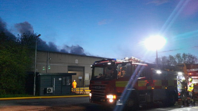 Main image for Major road remains closed as fire is tackled all night