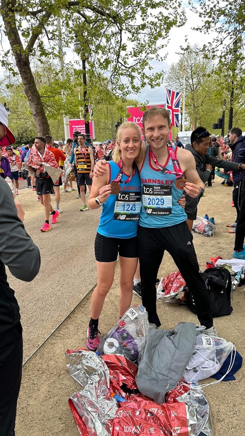 COMPETITIVE: Speedy couple Naomi Drakeford and Gareth Cooke after completing the marathon.