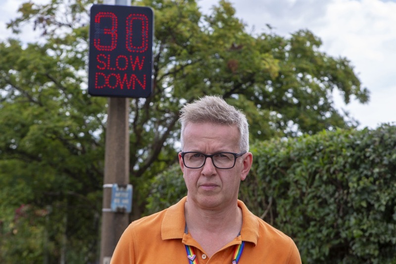 Speed Issues: Coun Steve Hunt with the speed trap recorders on Staincross common. Picture Shaun Colborn PD092379