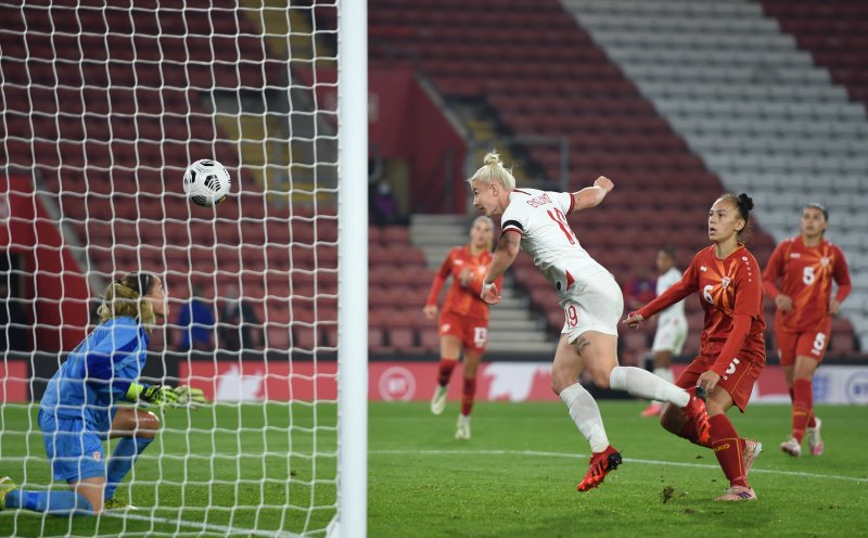 Main image for Bethany ready for FA Cup final after netting 2 in England’s 20-0