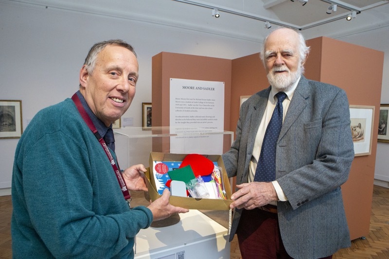 Craft Kits: 500 art and craft kits have been sent out across the borough to under privaledged children, pictured are coun Robert Frost and Paul Emhirst chair of the Sadler Gallery at the cooper museum. Picture Shaun Colborn PD091884