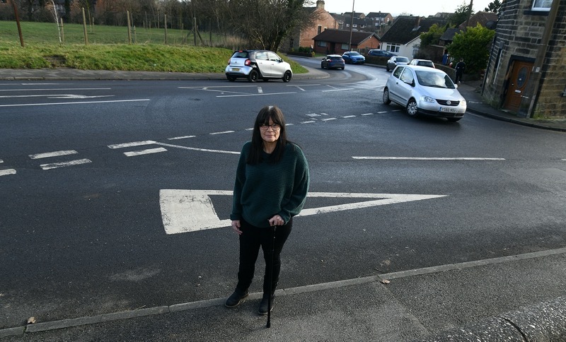 BAD CORNER: Dodworth’s Nyreen Marples at the site of her accident om Stainborough Road.  Picture: Wes Hobson.  PD091834.