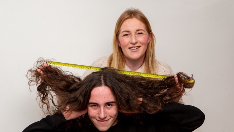 HAIR FOR GRANDAD: Hollie and Miller Askey, with those locks, soon to disappear. Picture Shaun Colborn PD092872