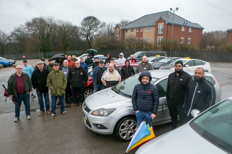 JUST NOT FARE: Taxi drivers from across the borough, including Steve Smith were up in arms, when they met at the oakwell car park. Picture Shaun Colborn PD092928
