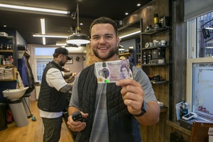 Cash is King: Eastgate Barber Harrison Tindle stating cash is king when it comes to payment. Picture Shaun Colborn PD091796