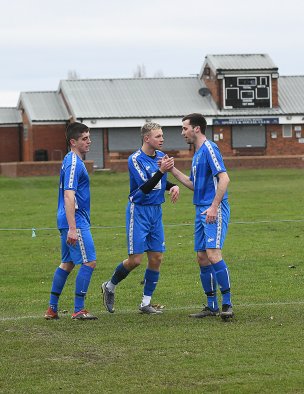 Wombwell Main celebrate their goal at Houghton