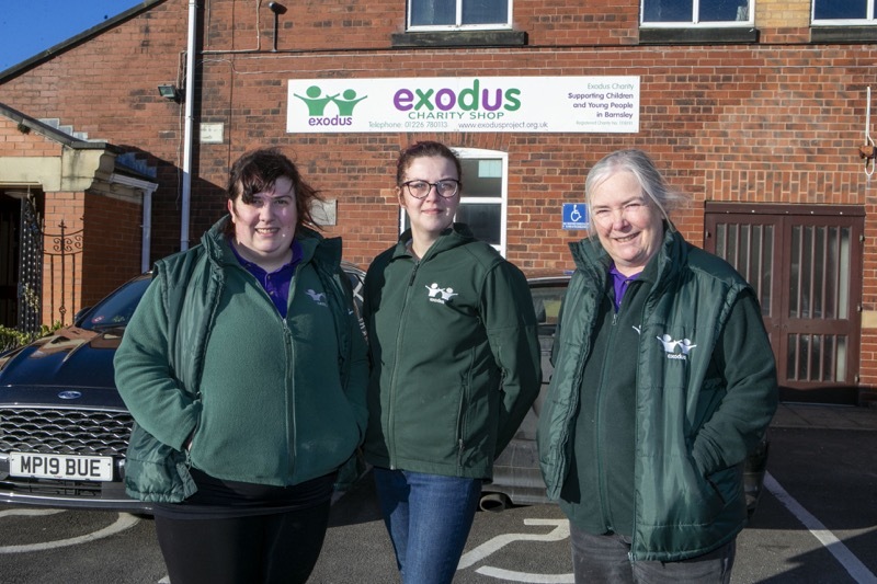 Exodus Charity: Niamh Gilson , Sam Taylor and Jackie Sawdon outside the Cudworth office. Picture Shaun Colborn PD091800