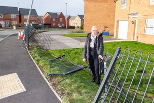 ACCIDENT BLACKSPOT: Coun Caroline Makinson, at the scene of the two recent accident sites, on the new Lee Lane roundabout in Royston, have promted calls for traffic calming measures to be introduced. Picture Shaun Colborn PD092842