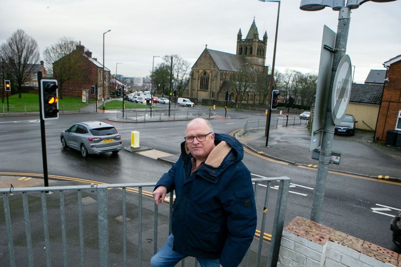 Coun Phillip Wright at the Race Common and Park Road Junction where he claims a serious accident is just waiting to happen. Picture Shaun Colborn PD092799