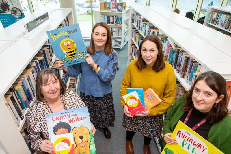 BOOKFEST LAUNCH: Staff from Barnsley Museum and Libraries are preparing for the month long Barnsley Bookfest program across the boroughs, museum and libraries, Gemma Conway, Sally Thomson, Emma Ford and Coun Wendy Cain. Picture Shaun Colborn PD092844