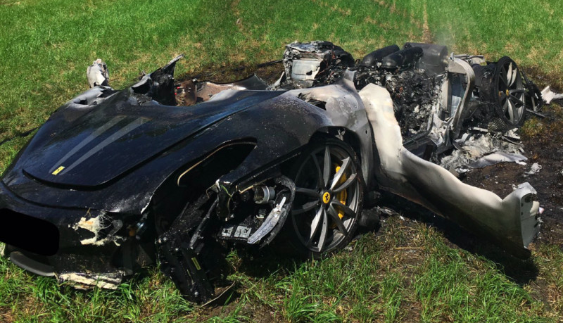 Main image for £200,000 Ferrari bursts into flames after M1 smash 