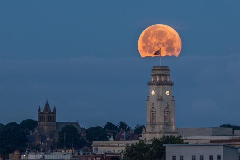 SUPERMOON: The thrilling image was captured by Mark Cosgrove over the town hall.