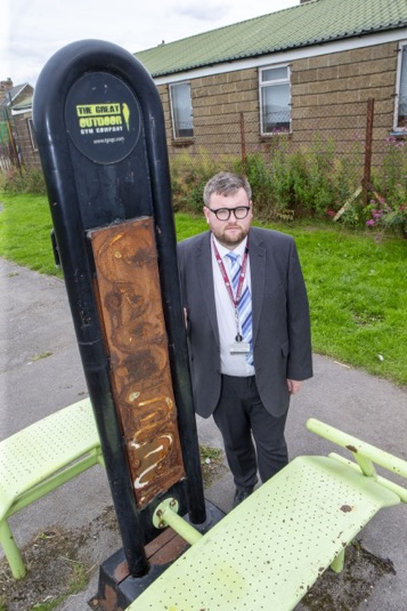 Hoyland Wrecked: Equipment costing thousands to install has been damaged beyond economical repair in a hoyland rec, after coun James Higginbottom  paid a site visit on Wednesday. Picture Shaun Colborn PD092376