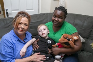 Daniels Care: 6 years old Daniel Green with his carers Sarah Allison and Maria Mabasa at his home in Darfield. Picture Shaun Colborn PD092211