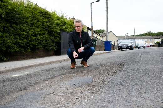 Holey Moley: Potholes galore in mapplewell where the local councillor Steve Hunt, believes they are some of the worst in the borough. Picture Shaun Colborn PD092212