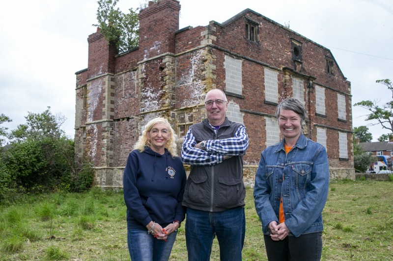 Hall of Fame: restoration of grimethorpe hall could be getting closer to reality according to campaigner Peter Stevenson, Kim Ward Grimethorpe colliery band, and Claire Dawson north east area team. picture Shaun Colborn PD092213