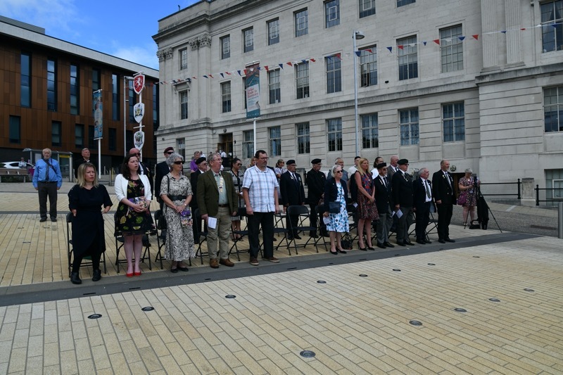 ARMED FORCES DAY: Scenes from the Service at the Barnsley Pals Centenary Gardens.  PD092291.