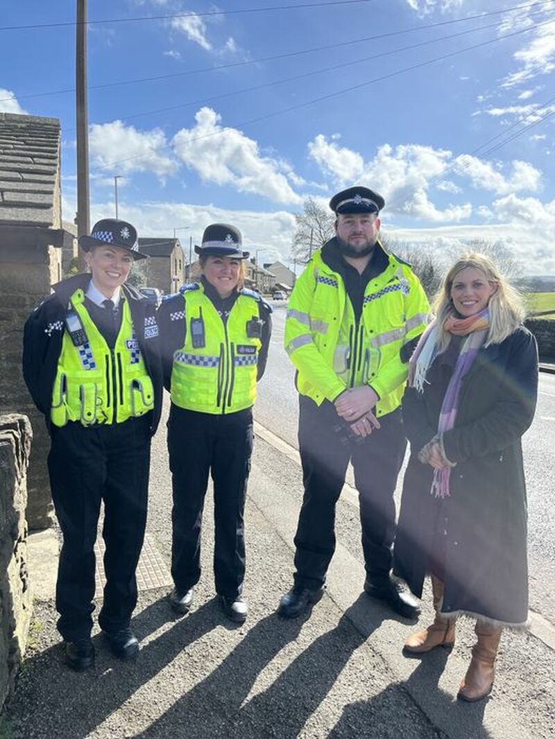 SPEED CHECK: MP Miriam Cates with local police officers.