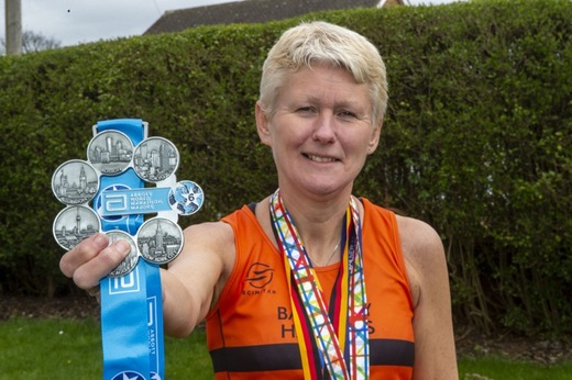 International  Runner: Bev clark who has completed her Abbotts Marathon Majors Six Star Medal. after Completing 19 marathons in total. Picture Shaun Colborn PD092005
