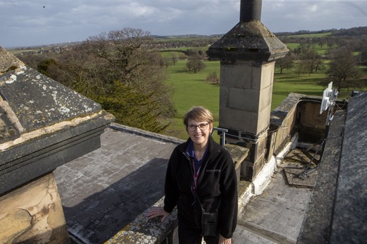 New Roof: Visitor Assistant at Barnsley Museum’s Michele Thompson on the roof of Canon Hall which has got a grant £900,000 to re-roof the hall. Picture Shaun Colborn PD092002