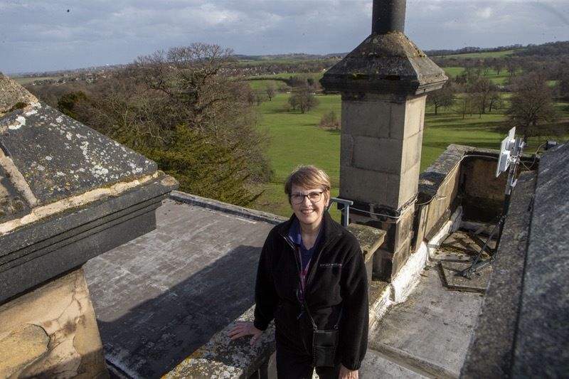New Roof: Visitor Assistant at Barnsley Museum’s Michele Thompson on the roof of Canon Hall which has got a grant £900,000 to re-roof the hall. Picture Shaun Colborn PD092002