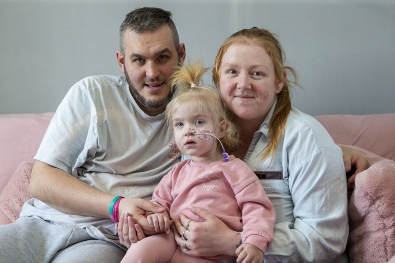 Pacemaker Fitted: Two year old Hope Pickersgill with dad Mike and mum Leanne Shirt back home in Barnsley. Picture Shaun Colborn PD092001