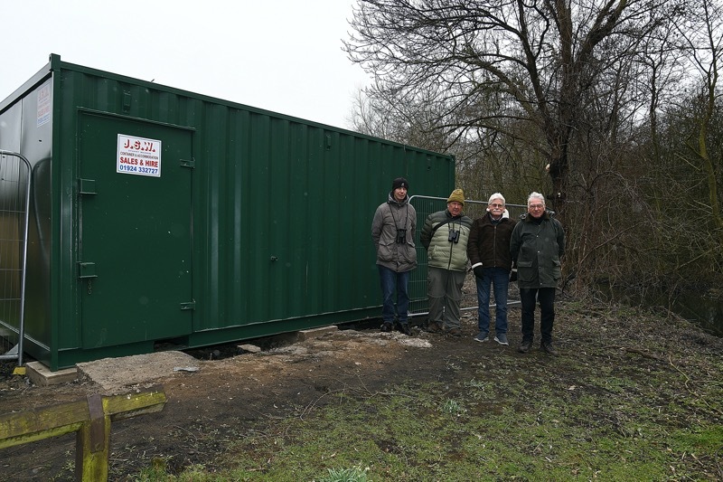 SAFE HIDE: At the new wildlife hide at Carlton Marsh are Keith Bannister, Dave Smith, David Tattershall and Cliff Gorman.  Picture: Wes Hobson.  PD091961.