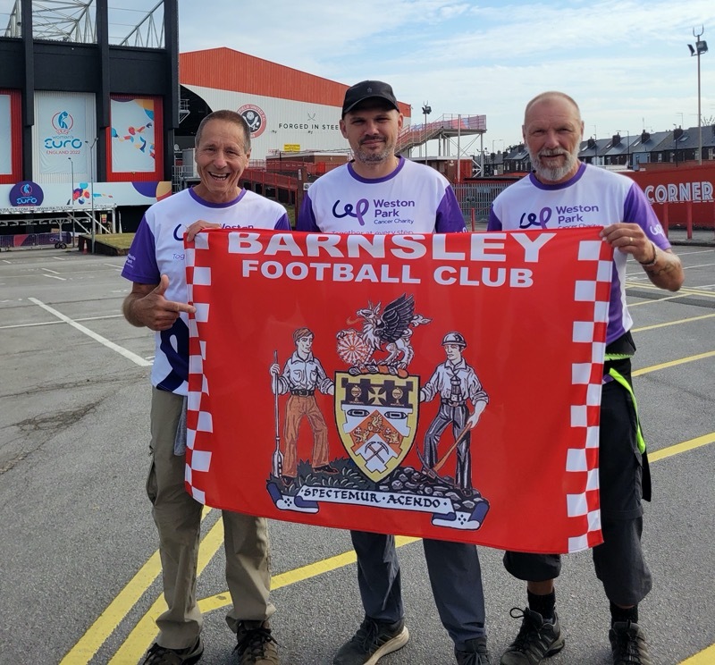 CHARITY WALK: Carl Mellor, his dad, John Mellor and Steven Murphy.