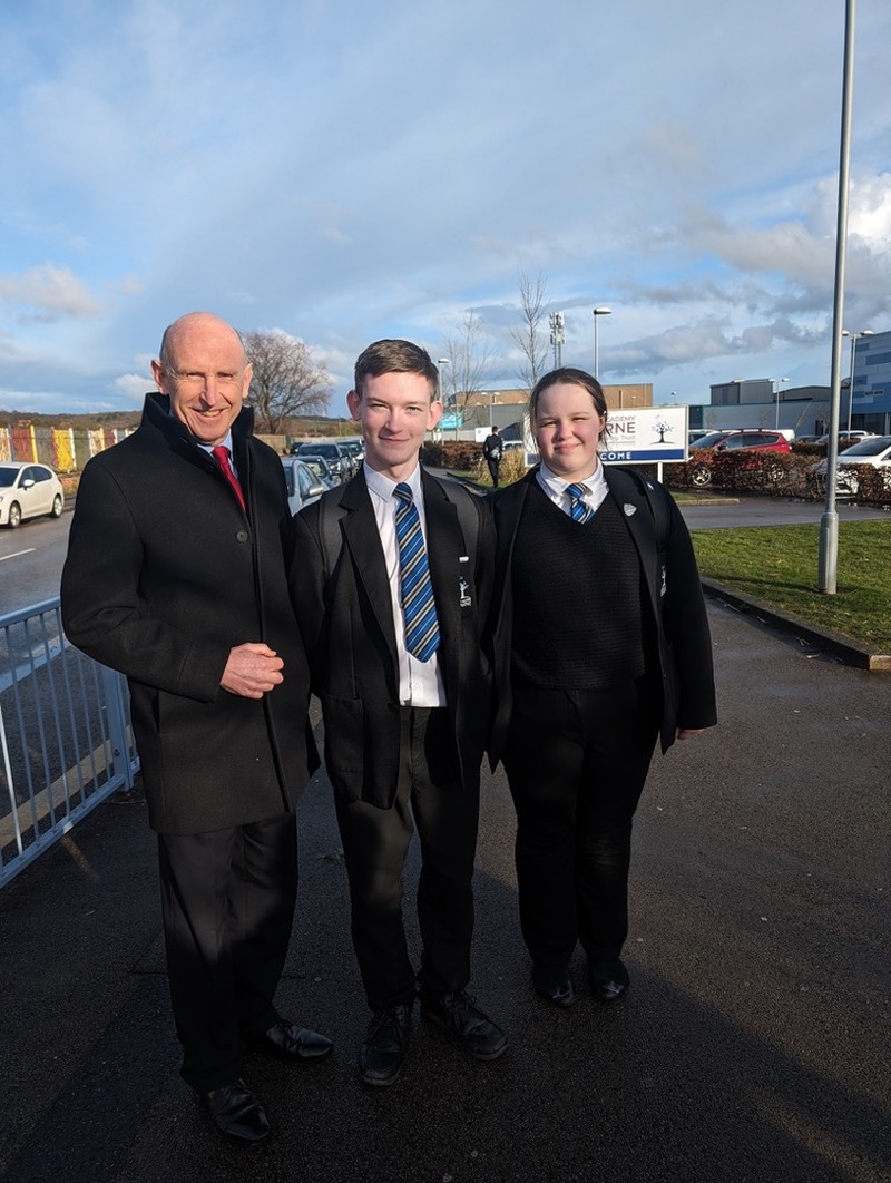 SUPPORT: MP John Healey with Bradley Saint and Emily Wardell.