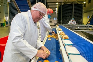 KING OF SCONES: Mayor and Mayoress of Barnsley, paid a visit to the largest scone factory in the world based in Carlton, Haywood and padgett have the capacity to produce 6 million scones every week. Picture Shaun Colborn PD092926