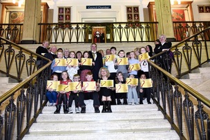 STARS: Award winners from Darton are pictured at the town hall.