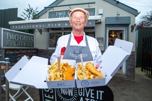 COD CRUMBLE: Fish and chips are going Scottish style at the two gates fishery in shafton, with cod or haddock now being available fried in bread. crumbs, pictured is manager Fiona. picture Shaun Colborn PD092948