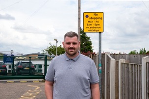 TOUGH STANCE: Coun Jake Lodge who has got funding for wardens to patrol illegsl psrking outside schools in Worsboro. Picture Shaun Colborn PD093165