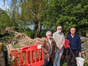 Locals June Rolfe, Colin Dickson and Peter Tomes decry the demolition work taking place at Monk Bretton park.