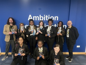BLUE MONDAY: Nik Perring, Jason White and pupils from Barnsley Academy.