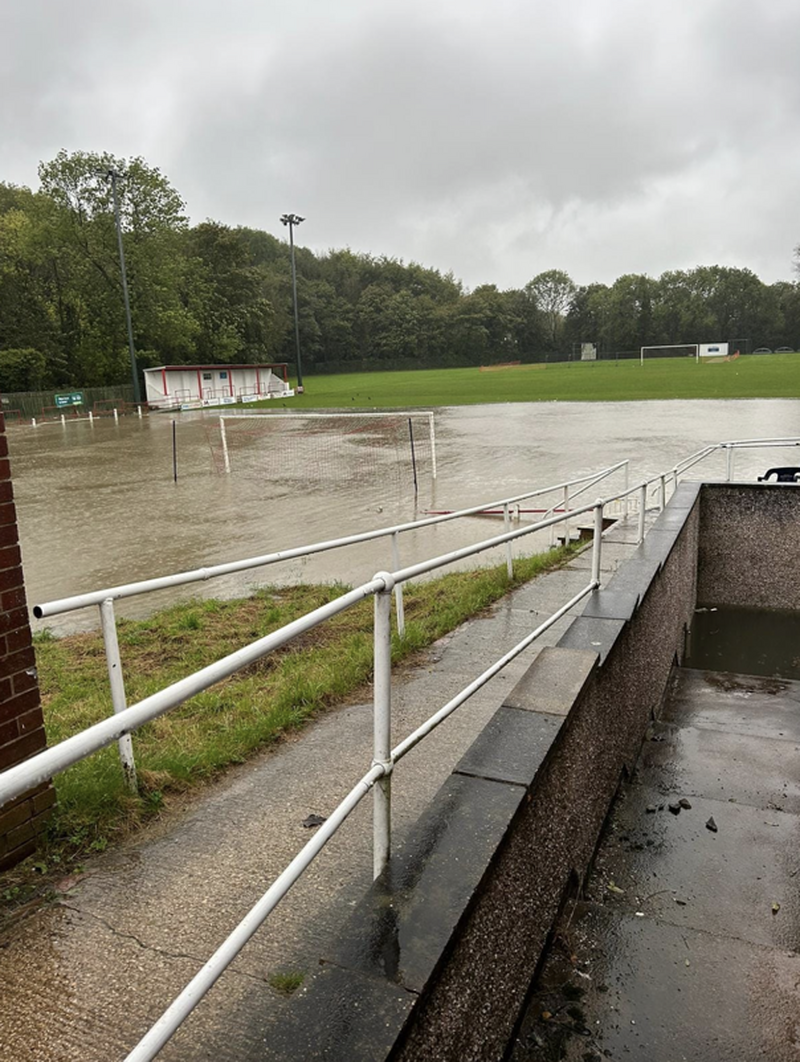 SUBMERGED: Worsbrough Bridge Athletic’s Park Road ground.