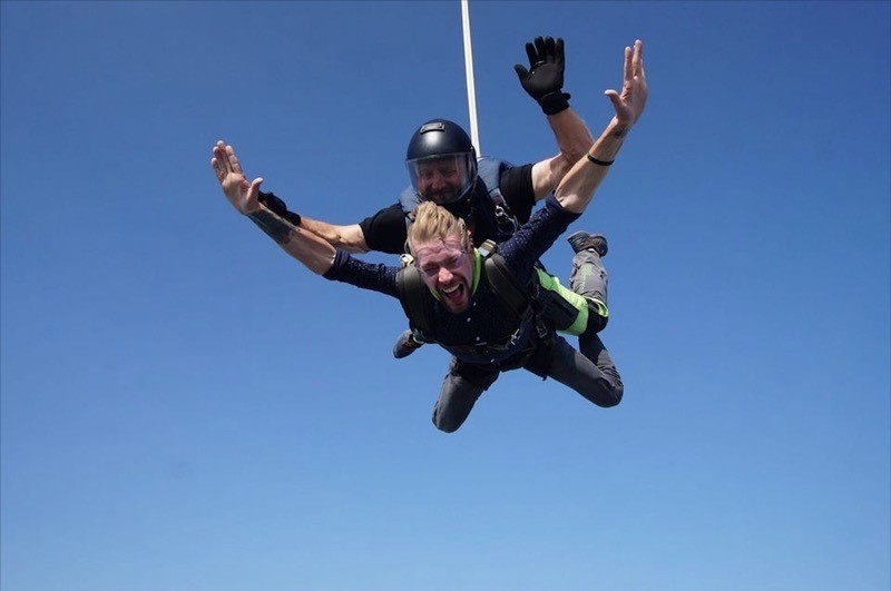 Main image for Skydive man overcomes fear to raise cash
