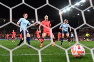 Bethany England scores in midweek for England. Picture: Getty